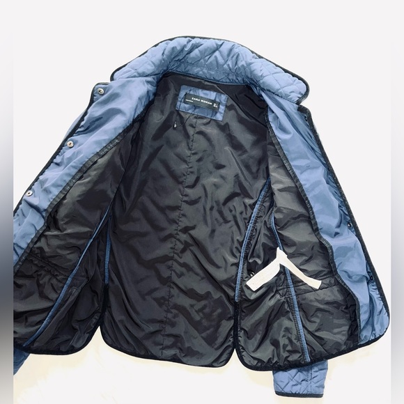 ⭐️ZARA⭐️NAVY W/ BLACK TRIM VINTAGE COAT/JACKET SIZE L BUT FITS MORE LIKE A SMALL - Picture 2 of 16